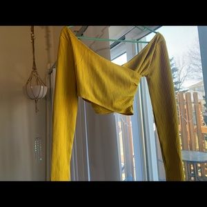 NWT Lovers and Friends golden yellow surplice wrap top size xs